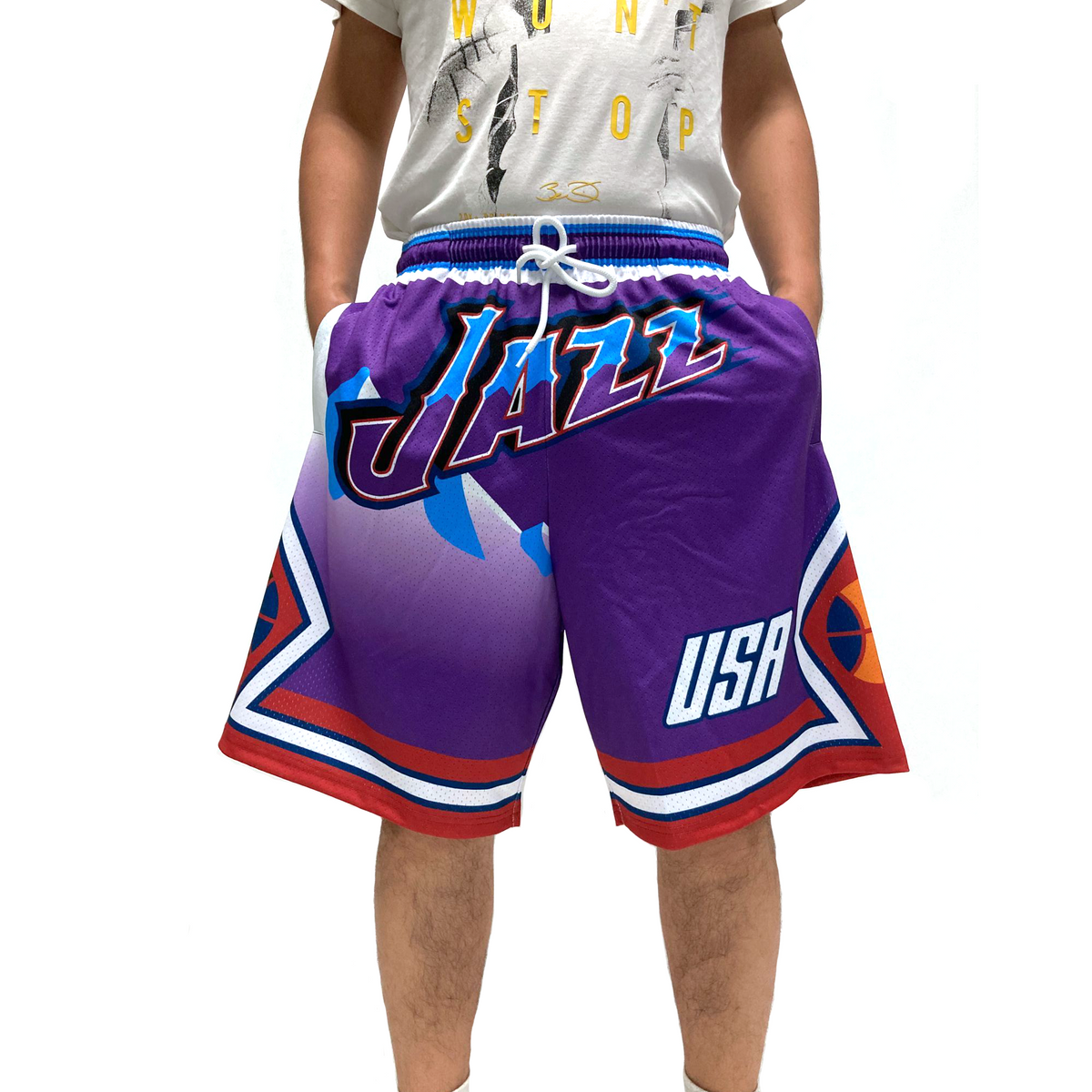 Utah''Jazz''Shorts mens Throwback Basketball Shorts pocket